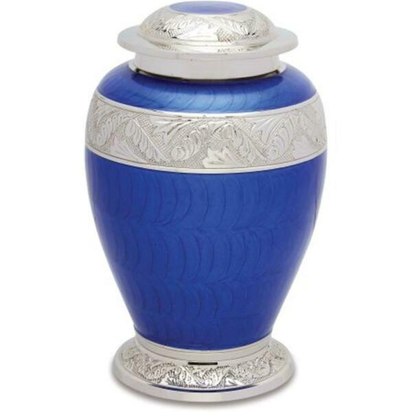 Urnsdirect2U Berkshire Adult Cremation Urn, Silver Blue - 220 cu. in. 7708-10